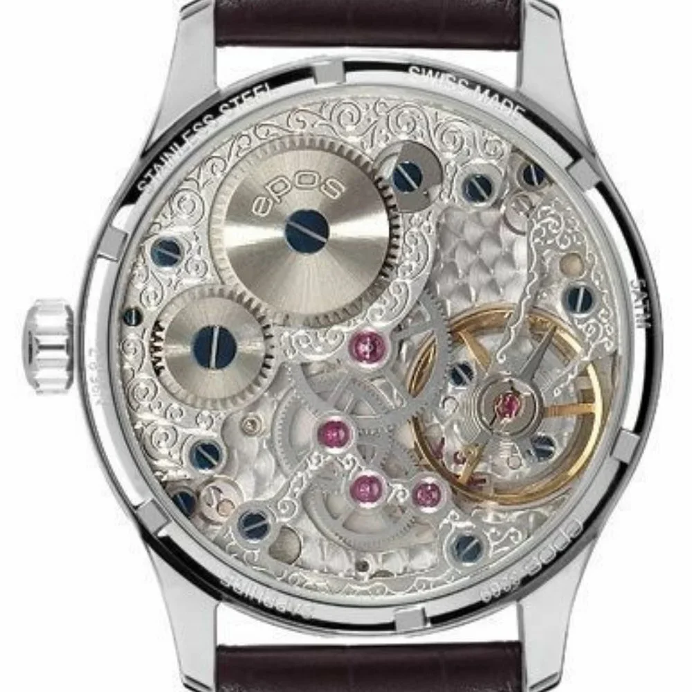 Epos Swiss Men's Watch Black Leather Automatic Wrist Watch 3369